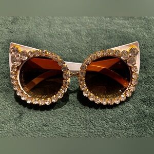 Cat-eye White Rhinestone Sunglasses NWOT